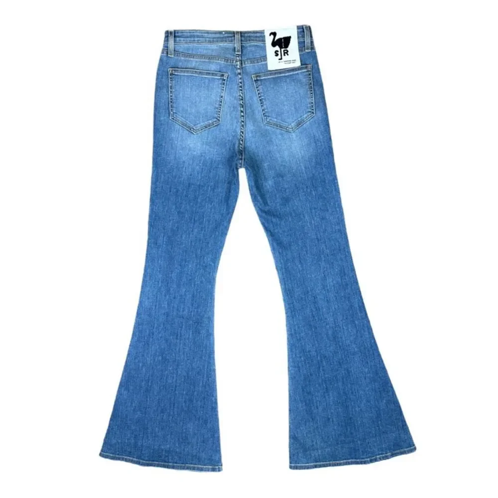 SR vs Sandrine Rose x Free People Blue Indigo Flare Jeans - Size 30 - Picture 5 of 7